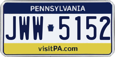 PA license plate JWW5152