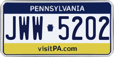 PA license plate JWW5202