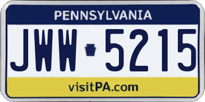 PA license plate JWW5215