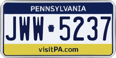 PA license plate JWW5237