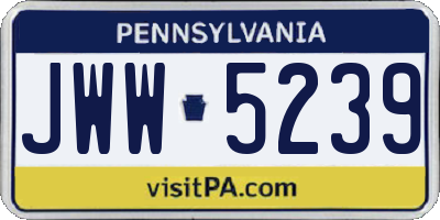 PA license plate JWW5239