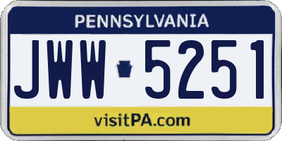 PA license plate JWW5251