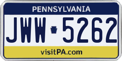 PA license plate JWW5262