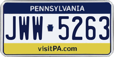 PA license plate JWW5263