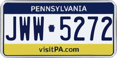 PA license plate JWW5272