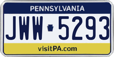 PA license plate JWW5293