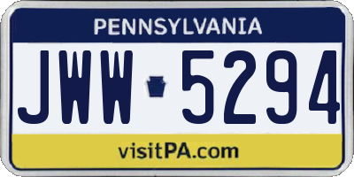 PA license plate JWW5294