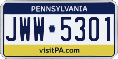 PA license plate JWW5301