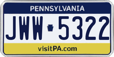 PA license plate JWW5322