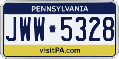 PA license plate JWW5328