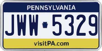 PA license plate JWW5329