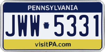 PA license plate JWW5331
