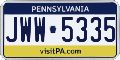 PA license plate JWW5335
