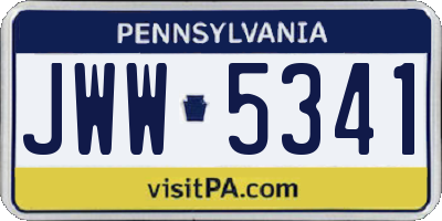 PA license plate JWW5341