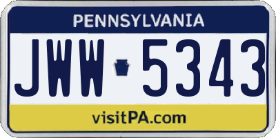 PA license plate JWW5343