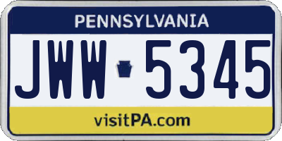 PA license plate JWW5345
