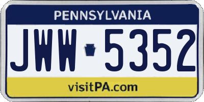 PA license plate JWW5352