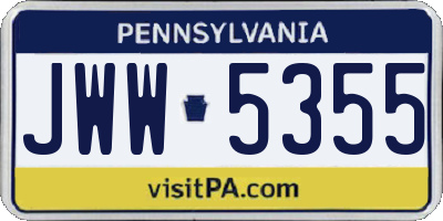 PA license plate JWW5355