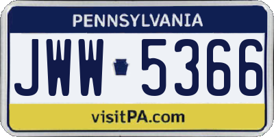 PA license plate JWW5366