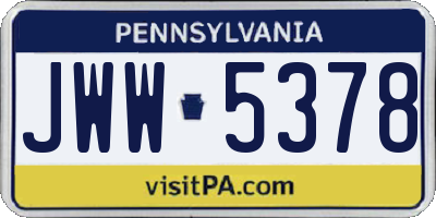 PA license plate JWW5378