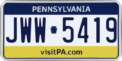 PA license plate JWW5419