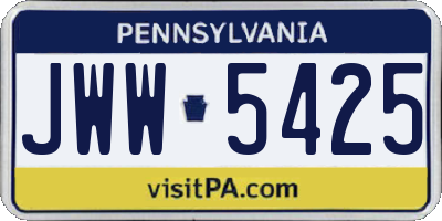 PA license plate JWW5425