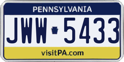 PA license plate JWW5433