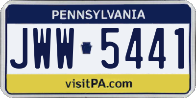 PA license plate JWW5441