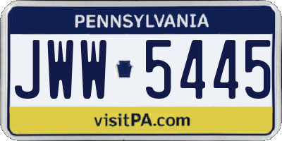 PA license plate JWW5445