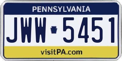 PA license plate JWW5451