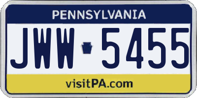 PA license plate JWW5455