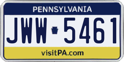 PA license plate JWW5461