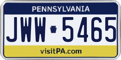 PA license plate JWW5465