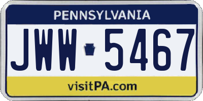 PA license plate JWW5467