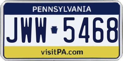 PA license plate JWW5468