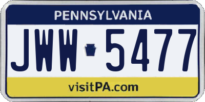 PA license plate JWW5477