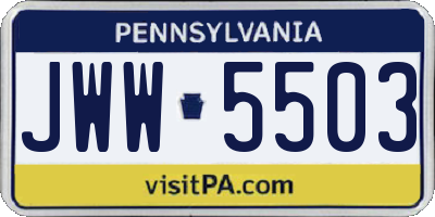 PA license plate JWW5503