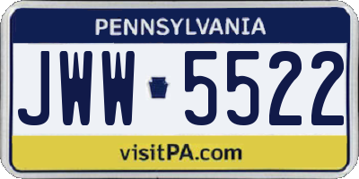 PA license plate JWW5522