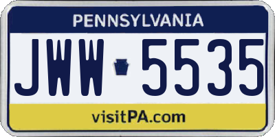 PA license plate JWW5535