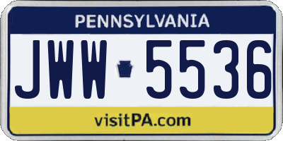 PA license plate JWW5536