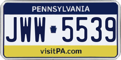 PA license plate JWW5539