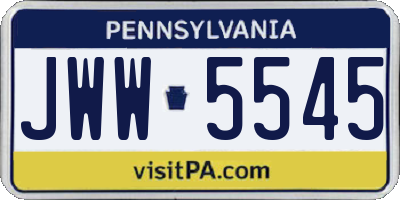 PA license plate JWW5545