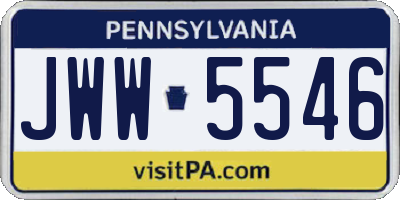 PA license plate JWW5546