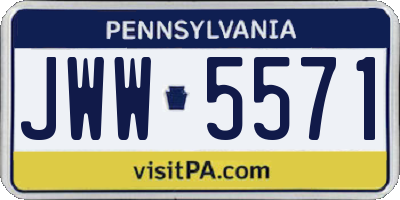 PA license plate JWW5571