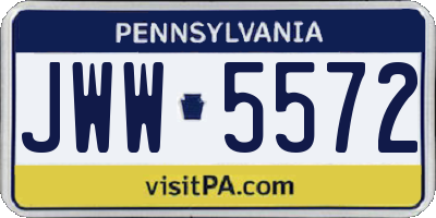 PA license plate JWW5572