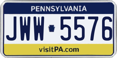 PA license plate JWW5576