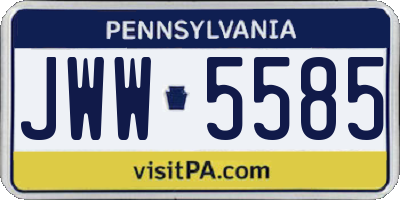 PA license plate JWW5585