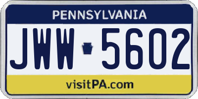PA license plate JWW5602