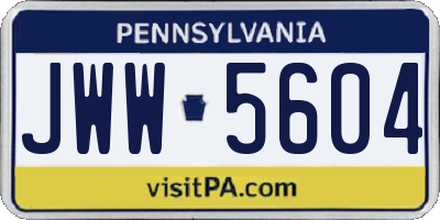 PA license plate JWW5604