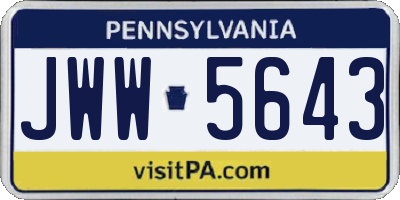 PA license plate JWW5643